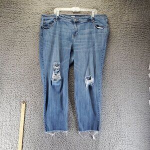 Old Navy Jeans Womens Size 20 Blue Boyfriend Distressed Frayed Hem Denim